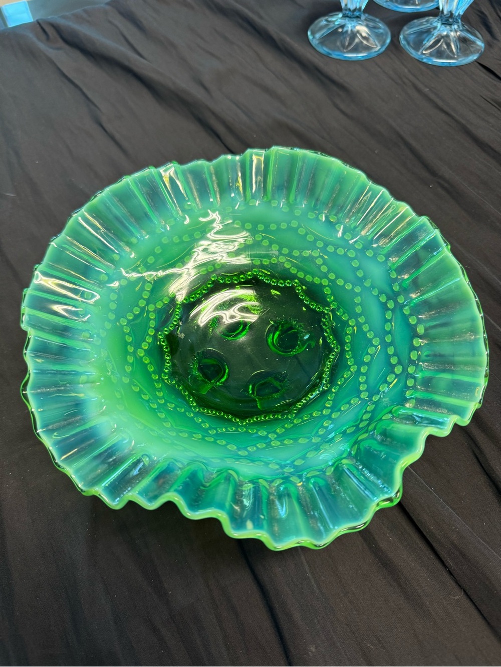 Antique opalescent glass dish by Northwood